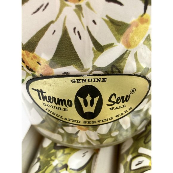 *5 Vintage West Bend Thermo-Serv Daisy Plastic tumblers 70s Pitcher RETRO Green - Picture 3 of 8